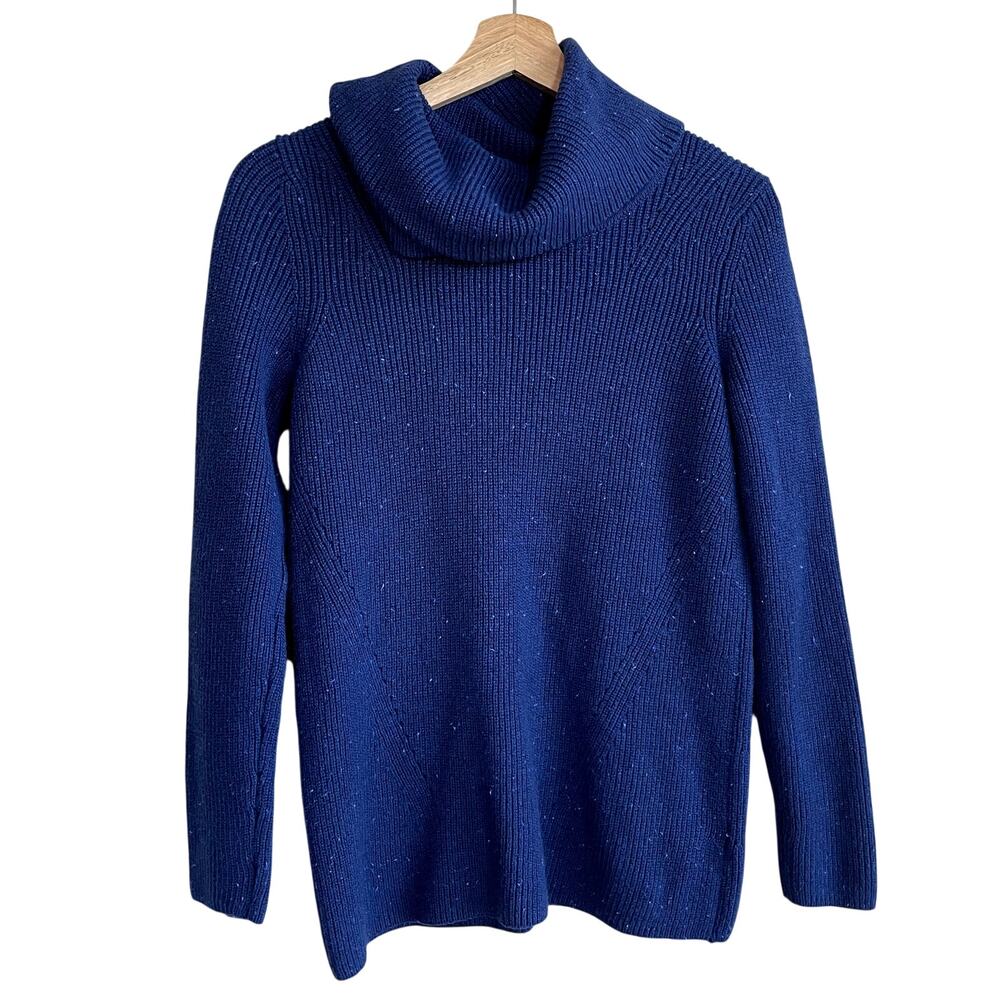 Talbots royal blue knit turtleneck sweater women's size small cotton blend